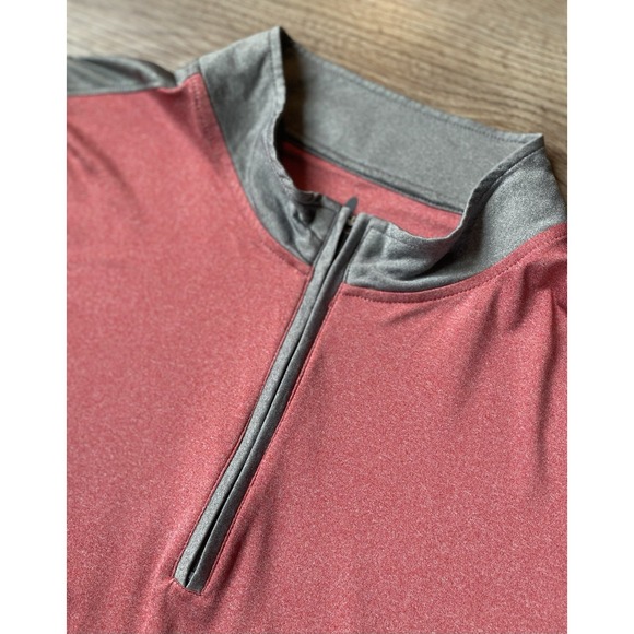 Johnnie O Performance‎ Shirt Golf Men's XXL Red Pink Quarter Zip Long Sleeve - Picture 1 of 7